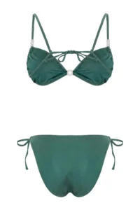 TRENDYOLMİLLA Emerald Green Triangle Covered Accessory Detailed brazilian High Leg Bikini Set - Image 5