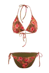 TRENDYOLMİLLA flower patterned Triangle Covered Charm with accessories Low Waist Regular Bikini Set - Image 4