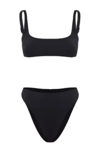 TRENDYOLMİLLA Black Square Neck Covered Regular Waist High Leg brazilian Basic Bikini Set - Image 4
