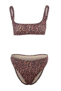 TRENDYOLMİLLA Leopard Patterned Square Neck Covered Regular Waist High Leg brazilian Basic Bikini Set - Image 4