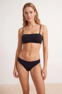 TRENDYOLMİLLA Black Strapless Covered High Leg Regular Waist Regular Bikini Set