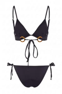 TRENDYOLMİLLA Black Triangle Covered Accessory Detailed Regular Waist Regular Bikini Set - Image 5