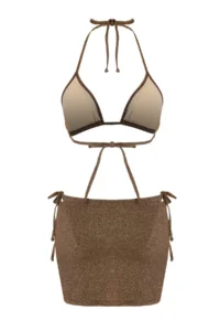 TRENDYOLMİLLA Brown Simli Triangle Covered 3 Sets Set Bikini Set - Image 4