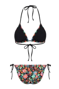 TRENDYOLMİLLA flower patterned Triangle Covered Regular Waist Regular Bikini Set - Image 5