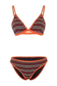 TRENDYOLMİLLA Striped Triangle Covered Color Bloklu Regular Waist Regular Bikini Set - Image 4