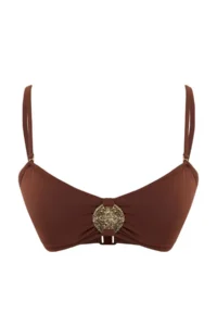 TRENDYOLMİLLA Brown Accessory Covered Chlora&Water Resistant LONG Lasting LYCRA® Bikini Top - Image 5