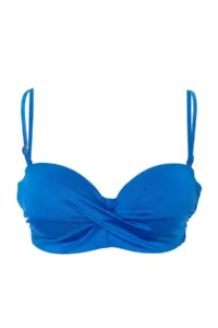 TRENDYOLMİLLA Saks Blue balconette Drapeli Covered Basic Bikini Top - Image 3