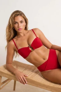 TRENDYOLMİLLA Red bralette Accessory Detailed Covered Basic Bikini Top