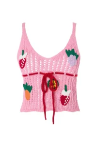 TRENDYOLMİLLA Pink Printed Regular Knitwear 100% Cotton Blouse - Image 5