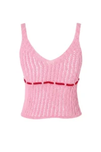 TRENDYOLMİLLA Pink Printed Regular Knitwear 100% Cotton Blouse - Image 6