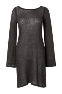 TRENDYOLMİLLA Dark Brown Knitwear Back Detailed Super Mini Beach Dress - Image 4