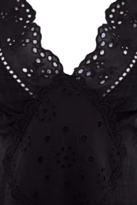 TRENDYOLMİLLA Black Weaving Mini Embroidered 100% Cotton Beach Dress - Image 7