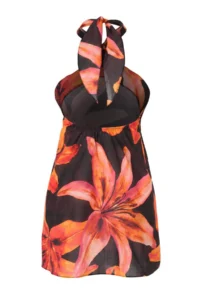 TRENDYOLMİLLA Tropical Patterned Weaving Binding Detailed Mini Beach Dress - Image 6