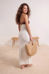 TRENDYOLMİLLA Ecru Knitwear Maxi Low-cut back Beach Dress - Image 4