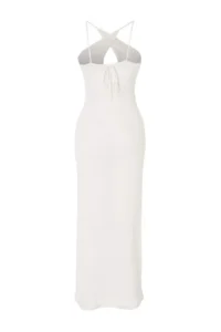TRENDYOLMİLLA Ecru Knitwear Maxi Low-cut back Beach Dress - Image 6