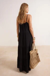 TRENDYOLMİLLA Black Weaving Maxi Slit Detailed Beach Dress - Image 4