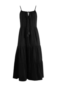TRENDYOLMİLLA Black Weaving Maxi Slit Detailed Beach Dress - Image 5
