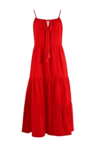 TRENDYOLMİLLA Pomegranate Blossom Weaving Maxi Slit Detailed Beach Dress - Image 5