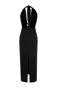 TRENDYOLMİLLA Black Knitting Maxi Casting with accessories Barbell Neck Beach Dress - Image 6