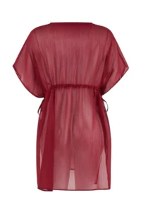 TRENDYOLMİLLA Burgundy Weaving Mini Shirred Beach Dress - Image 5