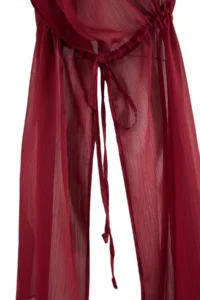 TRENDYOLMİLLA Burgundy Weaving Mini Shirred Beach Dress - Image 6