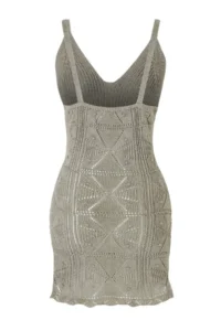 TRENDYOLMİLLA Khaki Knitwear Cellular Mini Beach Dress - Image 5
