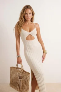 TRENDYOLMİLLA Ecru Knitwear Cellular Maxi Cut Out Detailed Beach Dress - Image 2