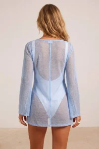 TRENDYOLMİLLA Mavi Knitting Mini Accessory Detailed Mesh Beach Dress - Image 2