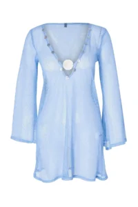 TRENDYOLMİLLA Mavi Knitting Mini Accessory Detailed Mesh Beach Dress - Image 3