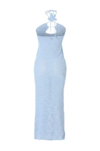 TRENDYOLMİLLA Mavi Knitting Floral Appliqued Maxi Beach Dress - Image 5