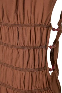 TRENDYOLMİLLA Brown Weaving Mini Accessory Detailed 100% Cotton Beach Dress - Image 6