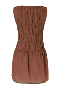 TRENDYOLMİLLA Brown Weaving Mini Accessory Detailed 100% Cotton Beach Dress - Image 7