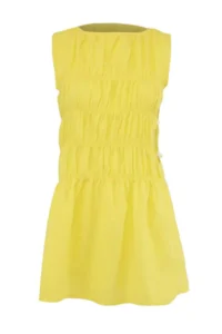 TRENDYOLMİLLA Yellow Weaving Mini Accessory Detailed 100% Cotton Beach Dress - Image 4