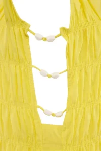 TRENDYOLMİLLA Yellow Weaving Mini Accessory Detailed 100% Cotton Beach Dress - Image 6