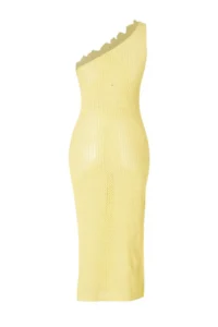 TRENDYOLMİLLA Yellow Knitwear One Shoulder Floral Appliqued Beach Dress - Image 7