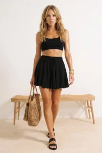 TRENDYOLMİLLA Black Weaving Super Mini Beach Skirt