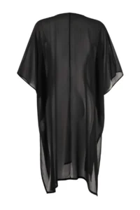 TRENDYOLMİLLA Black Weaving Midi Bat Arm Beach Kimono & Kaftan - Image 5
