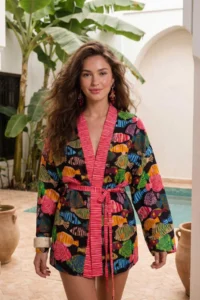 TRENDYOLMİLLA Su Six Patterned Weaving 100% Cotton Beach Kimono & Kaftan - Image 2