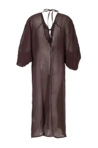 TRENDYOLMİLLA Brown Weaving Maxi Oversized Beach Kimono & Kaftan - Image 5