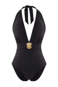 TRENDYOLMİLLA Black Deep V-Neck Casting with accessories Covered brazilian Swimsuit - Image 5