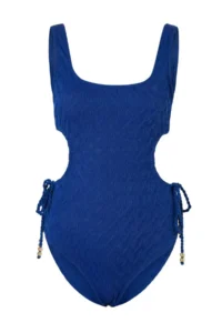 TRENDYOLMİLLA Dark Navy textured Cut Out Detailed with accessories U-Neck Covered Regular Waist Regular Swimsuit - Image 4