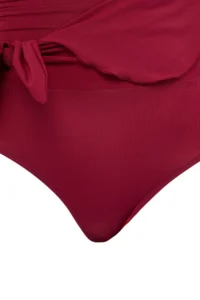 TRENDYOLMİLLA Burgundy Belted Accessory Detailed Binding Detailed V-neck Covered Skirt Swimsuit - Image 8