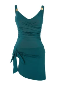 TRENDYOLMİLLA Petrol Belted Accessory Detailed Binding Detailed V-neck Covered Skirt Swimsuit - Image 5