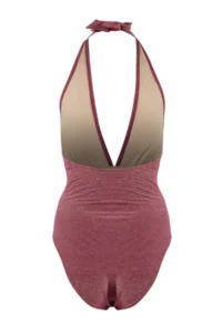 TRENDYOLMİLLA Burgundy Silvery Casting with accessories Deep V-neck Covered Regular Swimsuit - Image 5