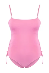 TRENDYOLMİLLA Pink Strapless Covered Piped Regular Swimsuit - Image 4