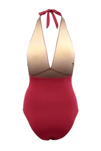 TRENDYOLMİLLA Burgundy Deep V-neck Covered Regular Basic Swimsuit - Image 5