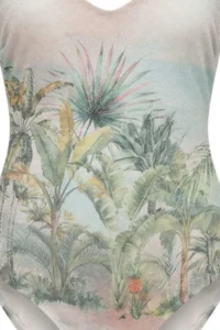 TRENDYOLMİLLA View Patterned Simli V-neck Covered Low-cut back Regular Swimsuit - Image 5