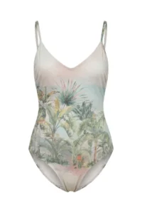 TRENDYOLMİLLA View Patterned Simli V-neck Covered Low-cut back Regular Swimsuit - Image 6