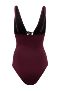 TRENDYOLMİLLA Burgundy V-neck Covered with accessories Regular Swimsuit - Image 6
