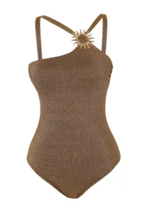 TRENDYOLMİLLA Brown Glitter One Shoulder Covered Casting with accessories Regular Swimsuit - Image 4